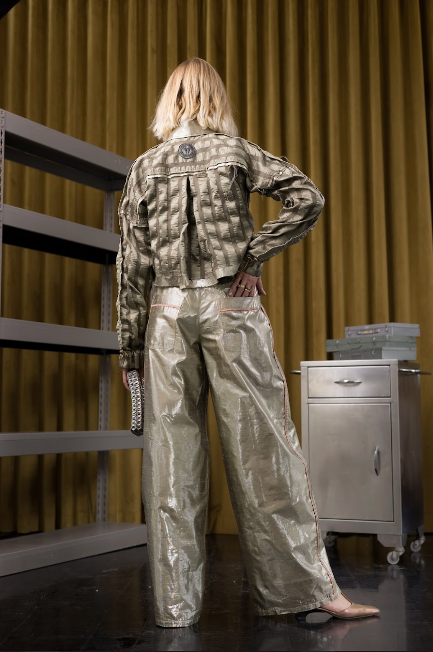 Perpendicular Planes Utility Biker Shirt in Couture Textured Silk