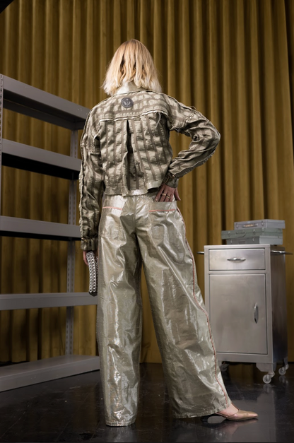 Perpendicular Planes Utility Biker Shirt in Couture Textured Silk