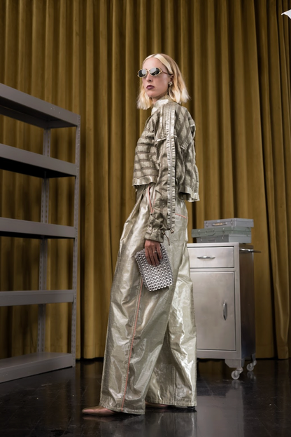 Perpendicular Planes Utility Biker Shirt in Couture Textured Silk