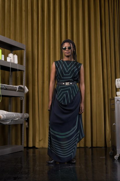 Kaleidoscope Vision Drape Dress in Couture Silk Chiffon