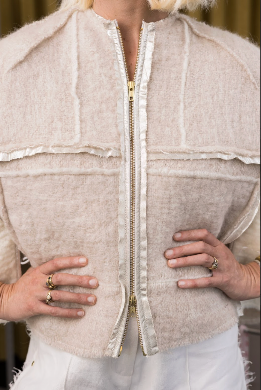 Cappuccino Cocoon Top in Boiled Wool
