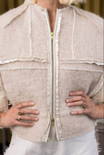 Cappuccino Cocoon Top in Boiled Wool