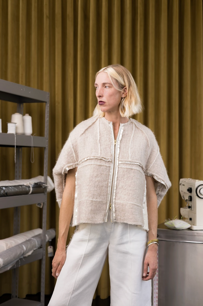 Cappuccino Cocoon Top in Boiled Wool