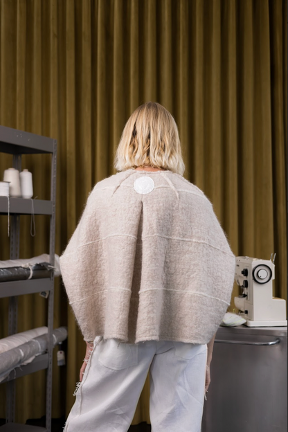 Cappuccino Cocoon Top in Boiled Wool
