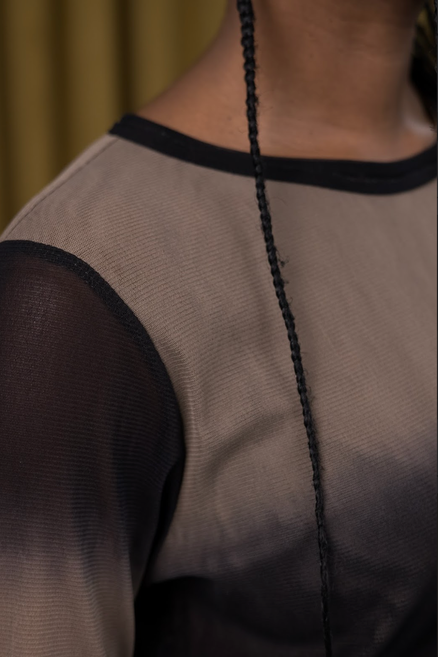 Midnight Sand Dyed Stretch Mesh Top