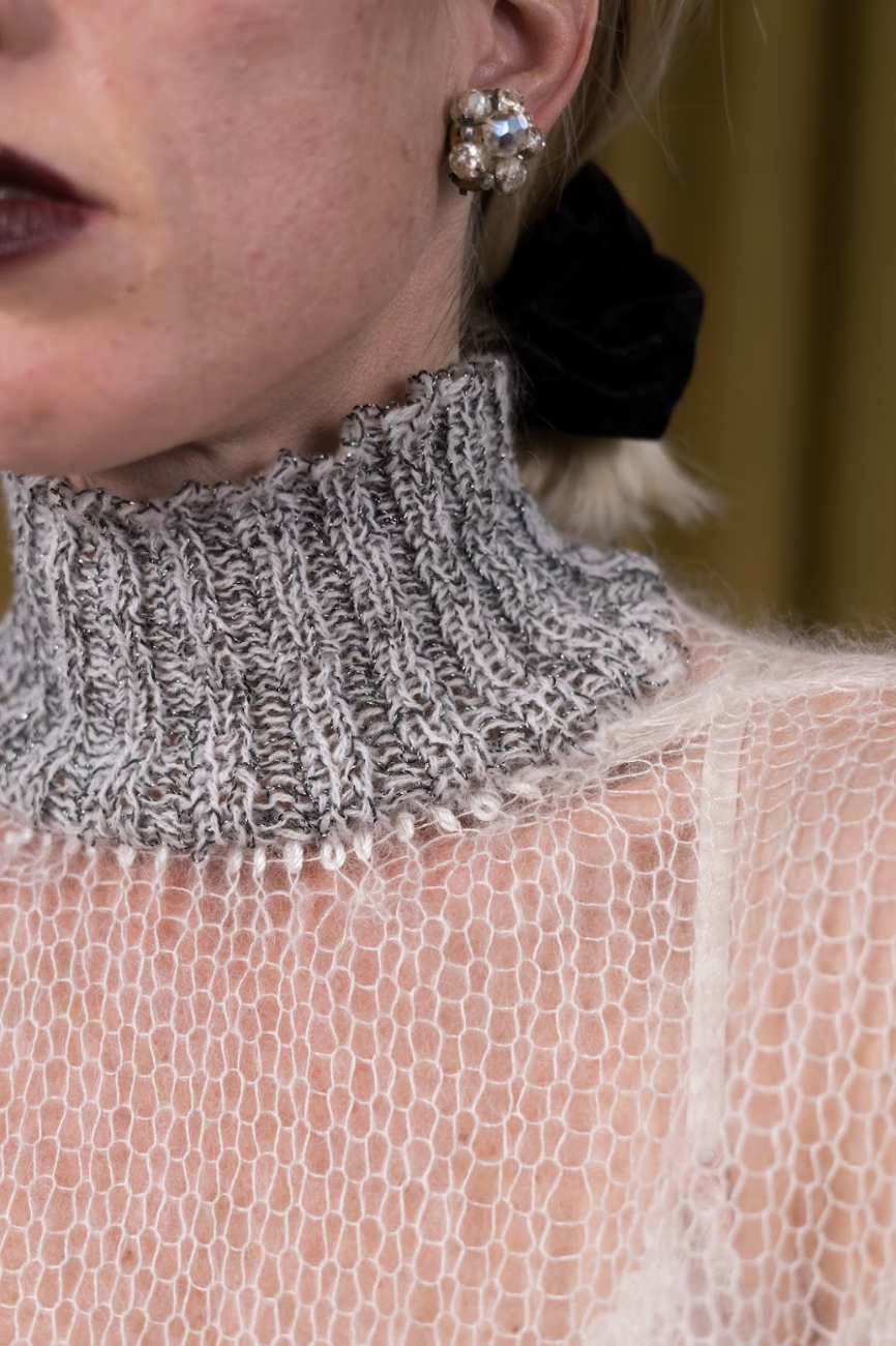 Clouds of Karoo Artisanal Silk Mohair Knitted Turtleneck Top