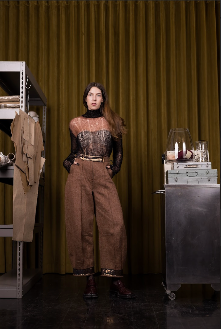 Heritage Linen Barkcloth Barrel-Leg Pants