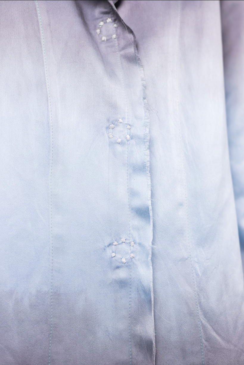 Blue Morpho Shirt Blazer in Silk Habotai
