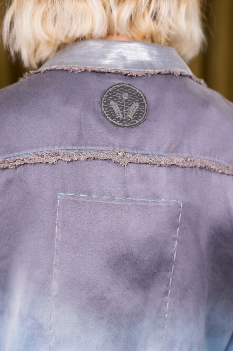 Blue Morpho Shirt Blazer in Silk Habotai