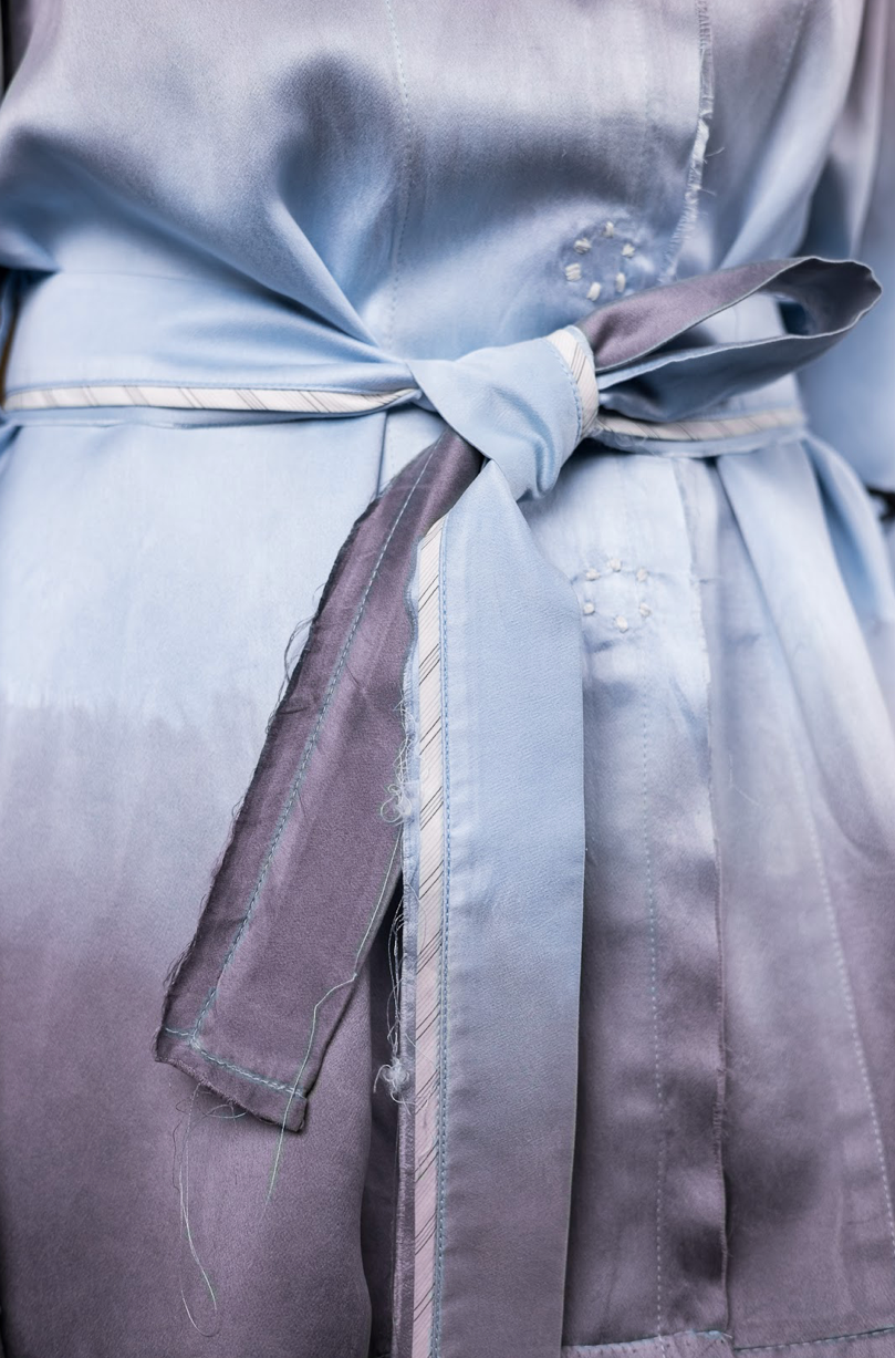 Blue Morpho Shirt Blazer in Silk Habotai