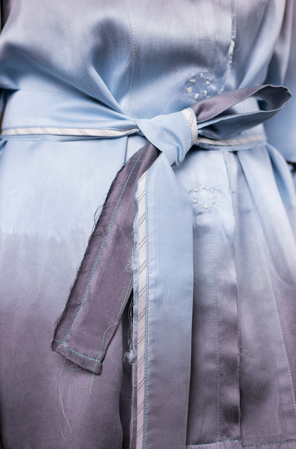 Blue Morpho Shirt Blazer in Silk Habotai