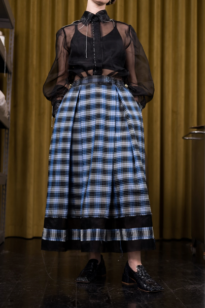 Orbital Square Pleated Skirt in Couture Polyamide Viscose Blend