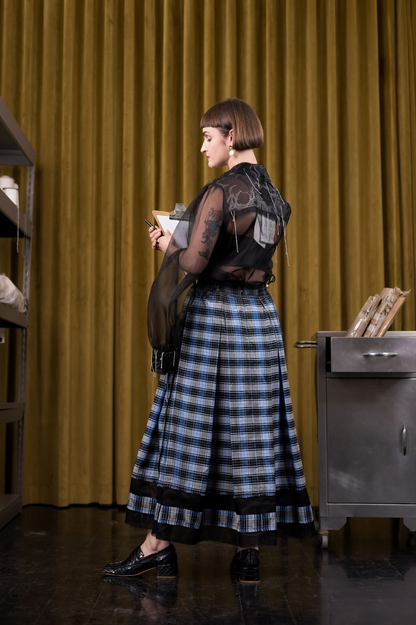 Orbital Square Pleated Skirt in Couture Polyamide Viscose Blend