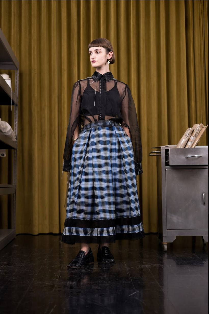 Orbital Square Pleated Skirt in Couture Polyamide Viscose Blend