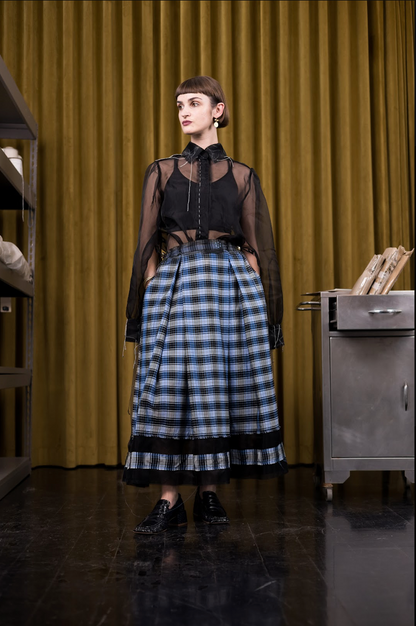 Orbital Square Pleated Skirt in Couture Polyamide Viscose Blend