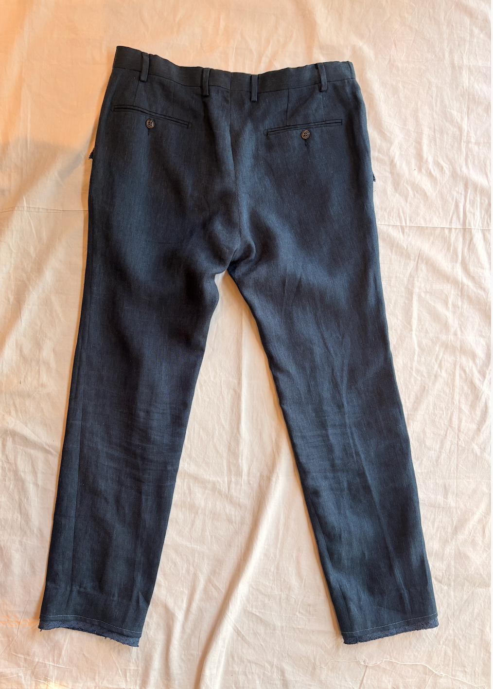 Oxford Blue Deconstructed Pants in Linen