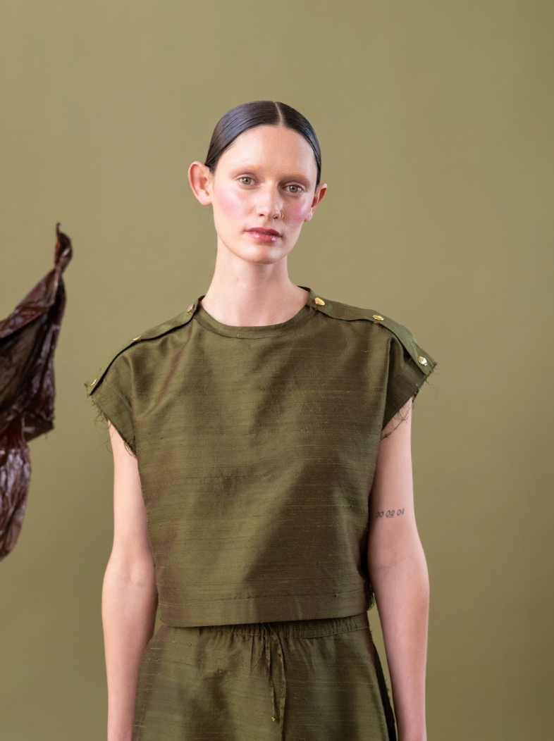 Sweetpea Popper Top in 100% Silk