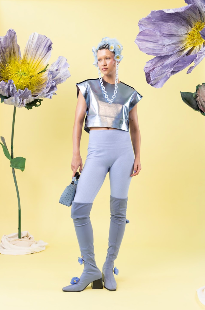 Ice Poppy Popper Top in Nappa Leather