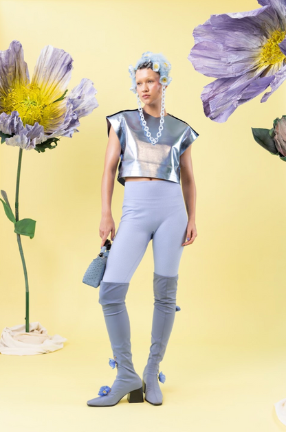 Ice Poppy Popper Top in Nappa Leather