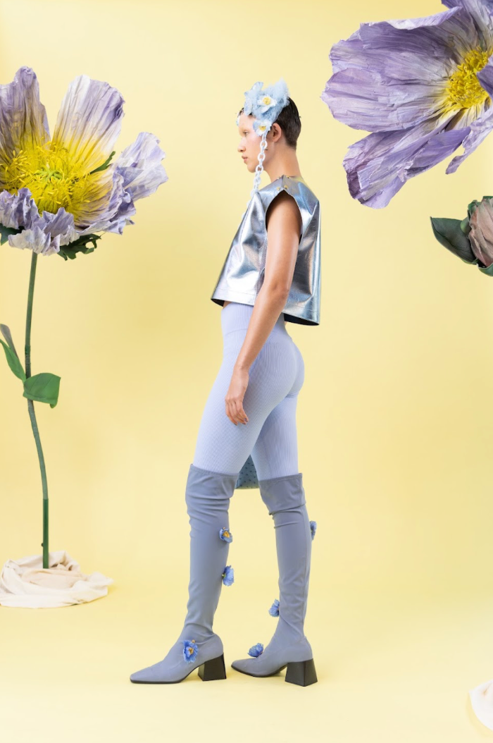 Ice Poppy Popper Top in Nappa Leather