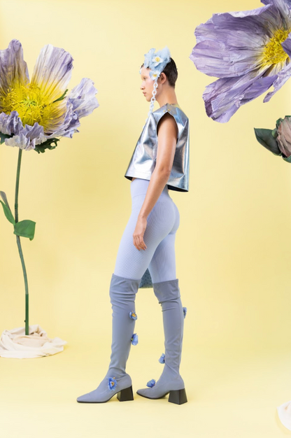 Ice Poppy Popper Top in Nappa Leather