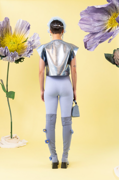 Ice Poppy Popper Top in Nappa Leather