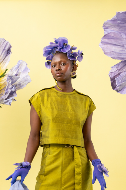 Acid Orchid Popper Top in 100% Silk
