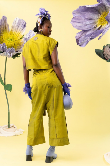 Acid Orchid Dropped Crotch Pants in 100% Silk