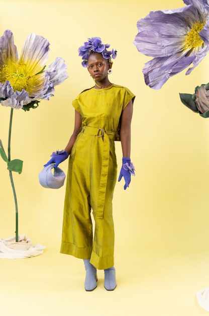 Acid Orchid Dropped Crotch Pants in 100% Silk