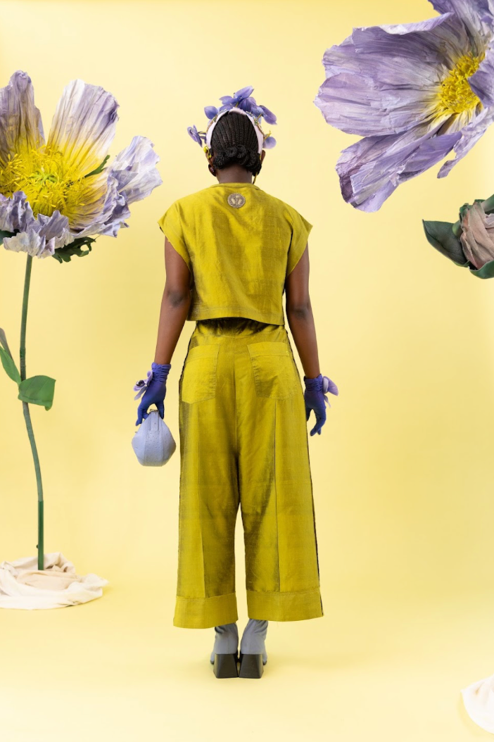 Acid Orchid Dropped Crotch Pants in 100% Silk