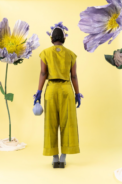 Acid Orchid Dropped Crotch Pants in 100% Silk