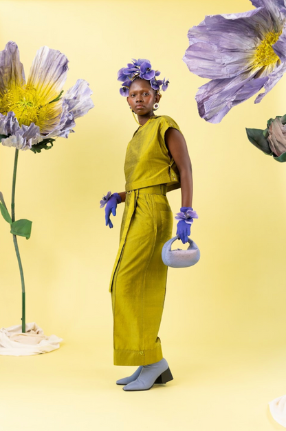 Acid Orchid Dropped Crotch Pants in 100% Silk