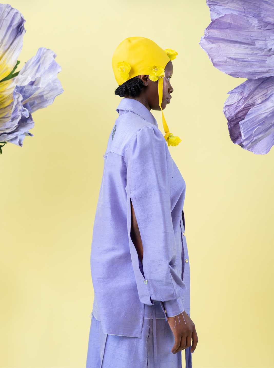 Wisteria Gathered Sleeve Shirt in 100% Silk