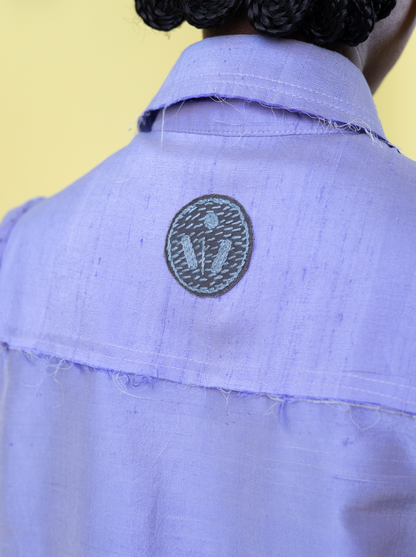 Wisteria Gathered Sleeve Shirt in 100% Silk