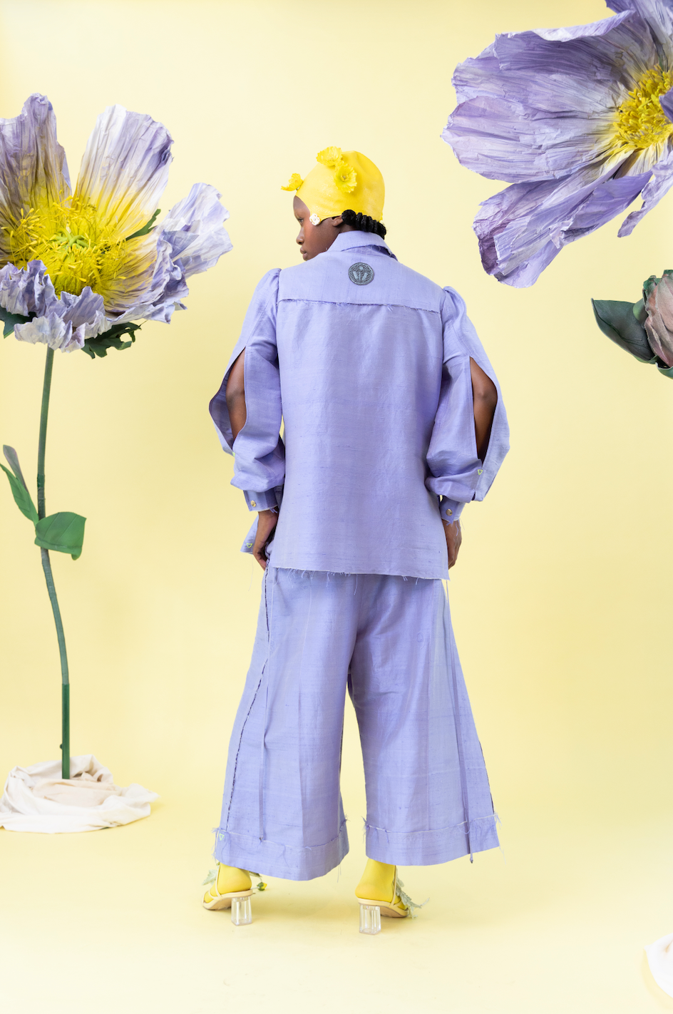 Wisteria Gathered Sleeve Shirt in 100% Silk