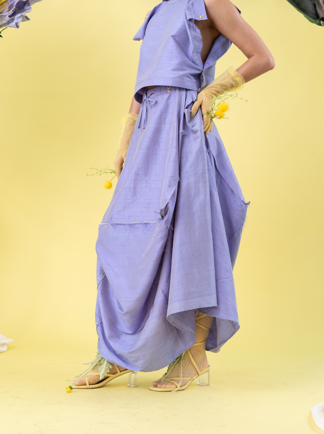 Thistle Market Bag Skirt in 100% Silk