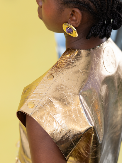Honey Marigold Popper Top in 100% Bovine Leather