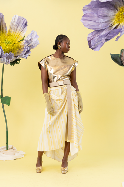 Honey Marigold Popper Top in 100% Bovine Leather