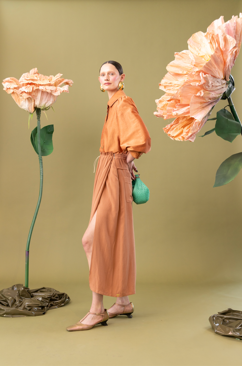 Blush Peony Drape Skirt in Tencel
