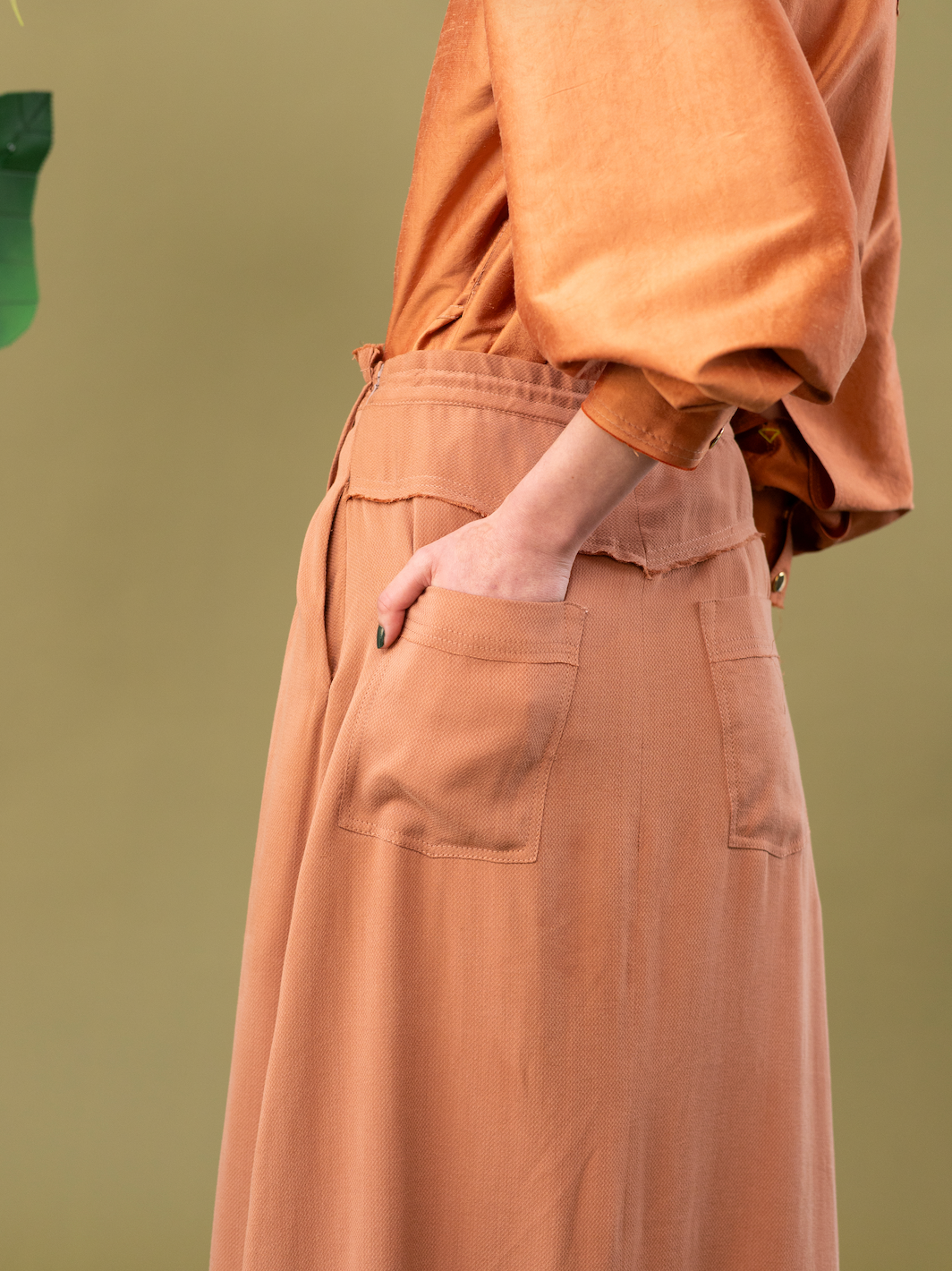 Blush Peony Drape Skirt in Tencel