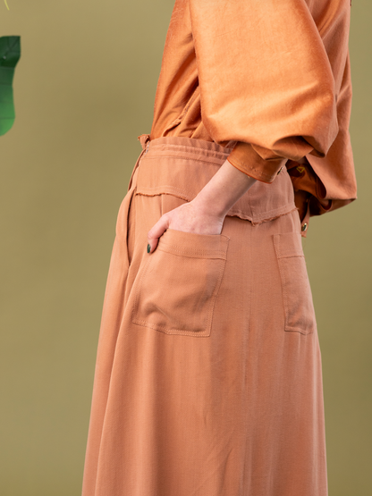 Blush Peony Drape Skirt in Tencel