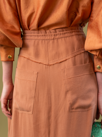 Blush Peony Drape Skirt in Tencel