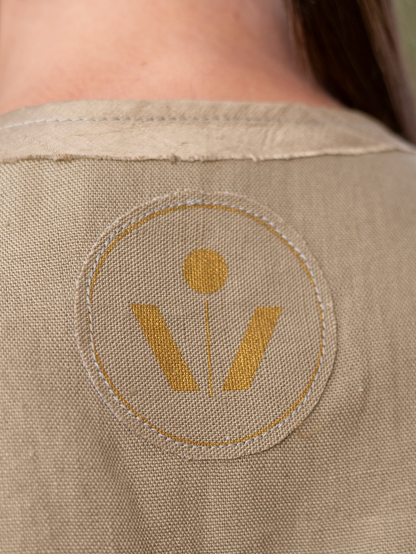 Rosemary Olive Popper Top in 100% Linen