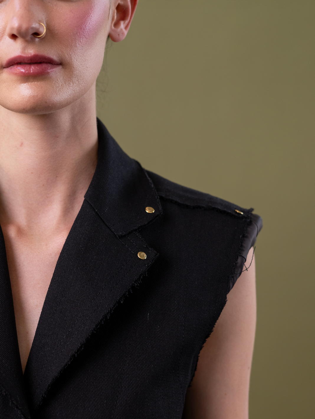 Raven Lily Cropped Semi Fitted Gilet in 100% Cotton Denim