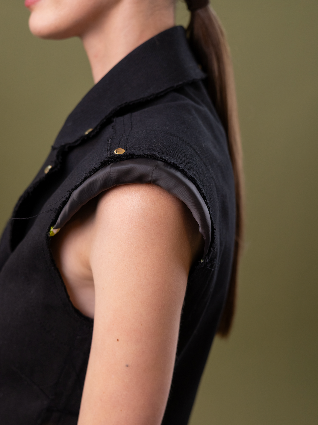 Raven Lily Cropped Semi Fitted Gilet in 100% Cotton Denim