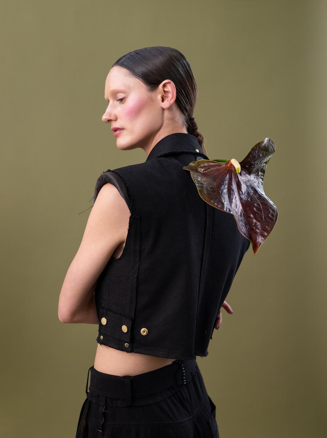 Raven Lily Cropped Semi Fitted Gilet in 100% Cotton Denim