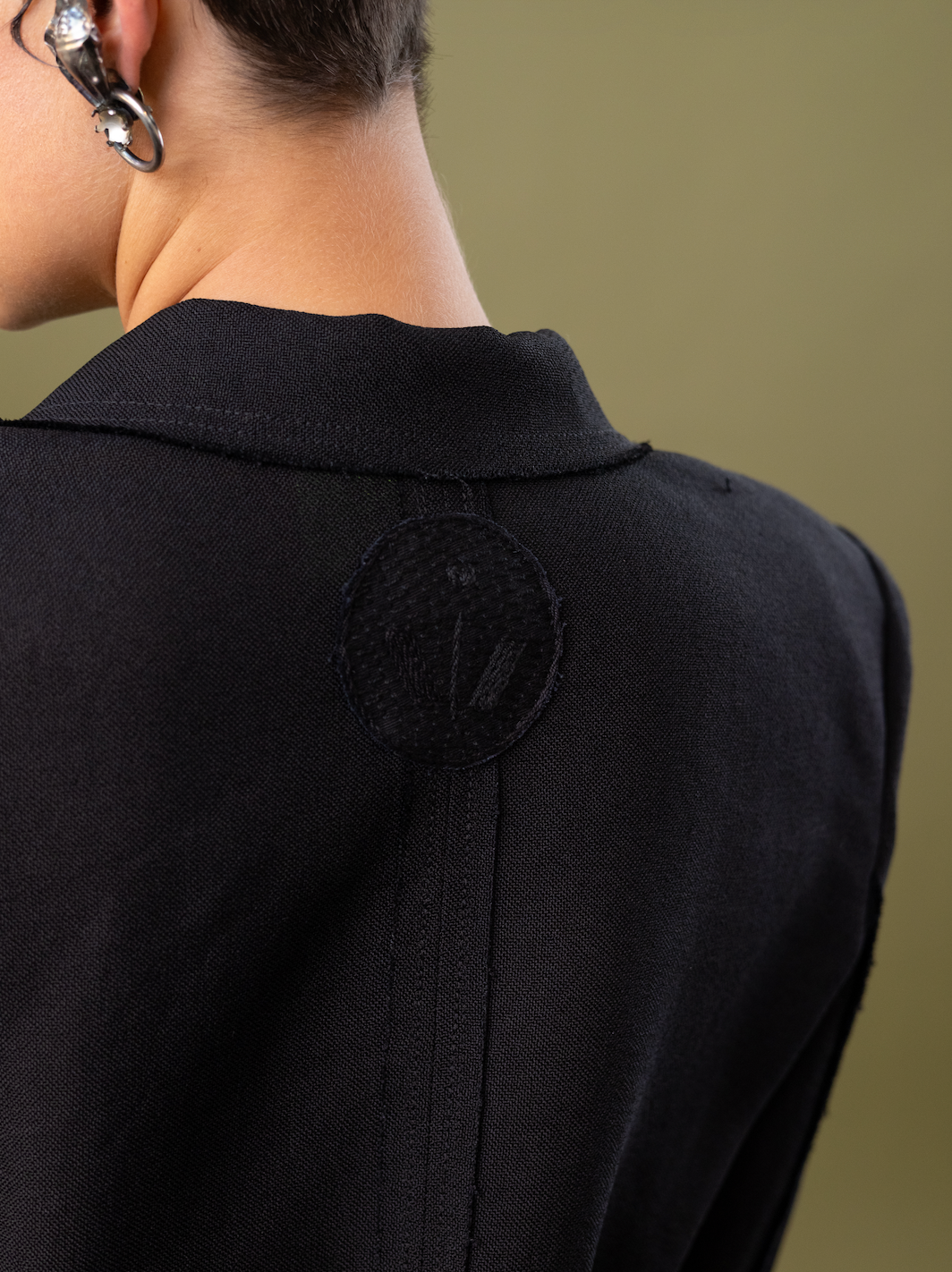 Japanese Grass Double-Breasted Cropped Jacket in Linen Raffia