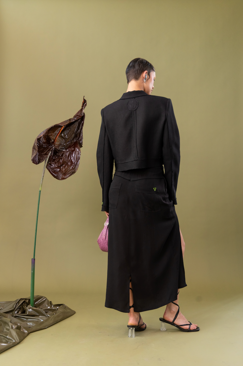 Black Tulip Drape Skirt in Tencel