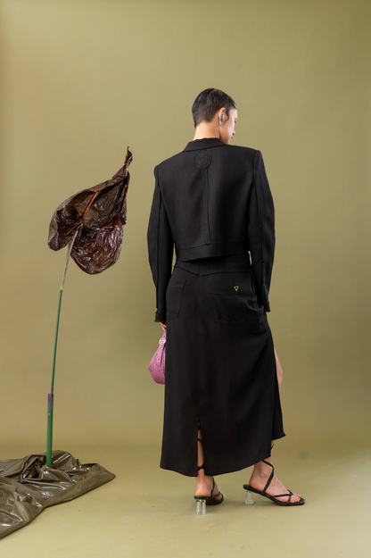 Black Tulip Drape Skirt in Tencel