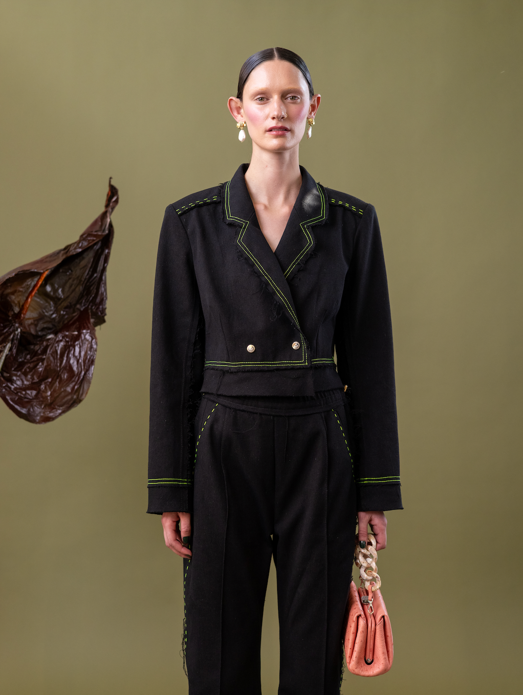 Raven Lily Double-Breasted Cropped Jacket in 100% Cotton Denim